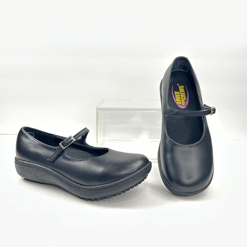 Shoes For Crews Shoes Womens 5 Black Leather Mary Jane Slip Resistant Work Flats